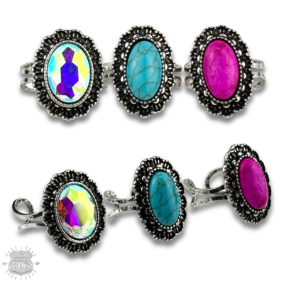 Western oval stone adjustable ring