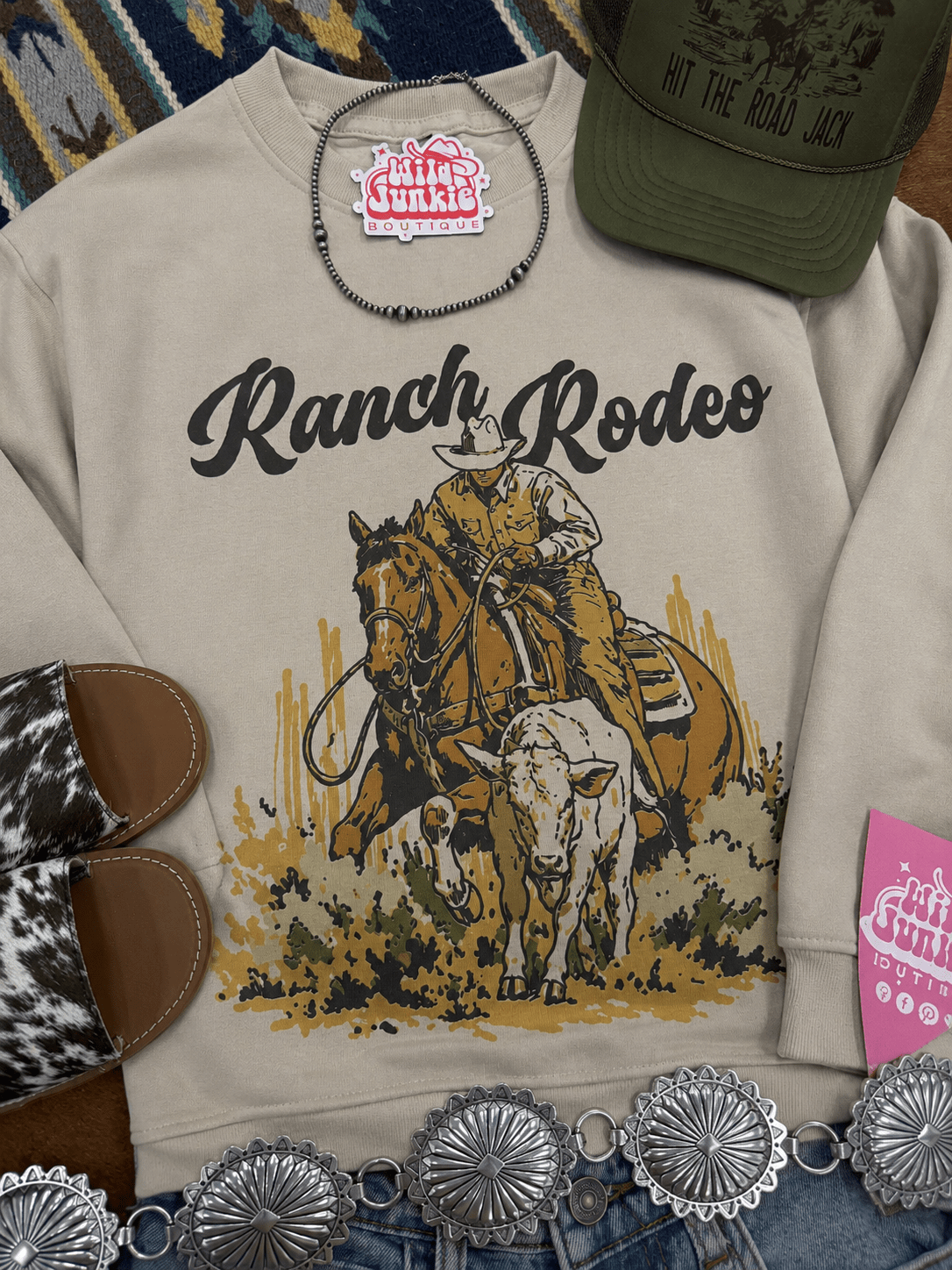 Ranch Rodeo Cowboy Roping Graphic Sweatshirt