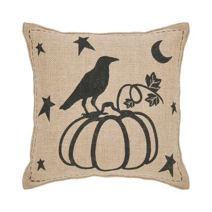 Raven & Pumpkin Gothic Fall Throw Pillow