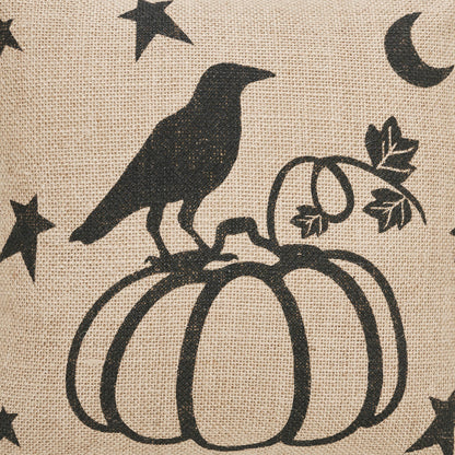 Raven & Pumpkin Gothic Fall Throw Pillow