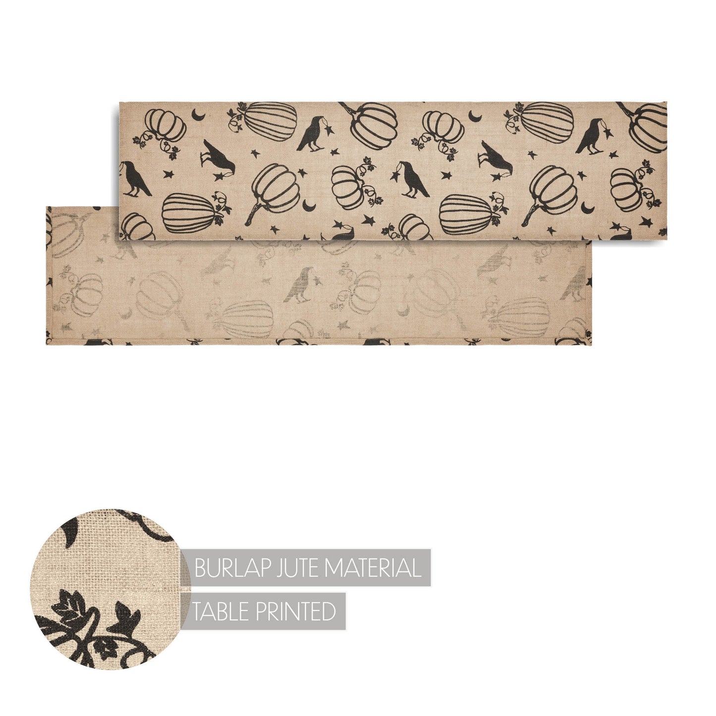 Raven & Pumpkin Gothic Halloween Table Runner