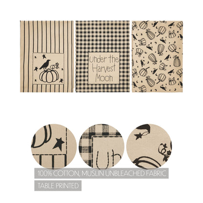 Midnight Harvest Pumpkin & Raven Kitchen Towel Collection | Set of 3 Cotton Towels