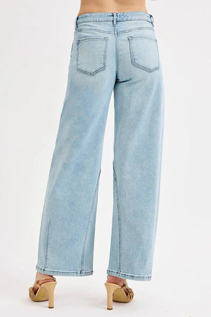 RISEN Full Size Mid Rise Fit Barrel Jeans Plus Size