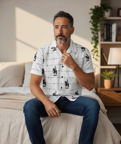 Baha Ranch Saddle Up Western Hawaiian Shirt Made in America