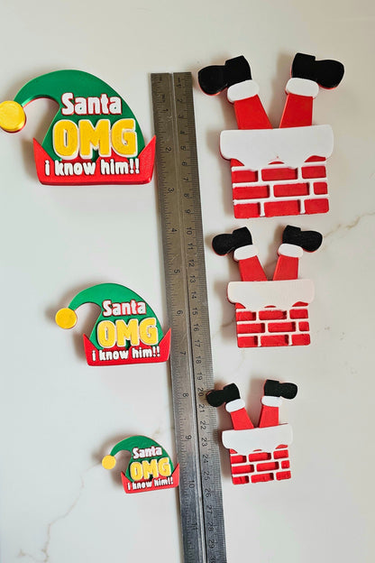 set of 2 Santa Elf I Know Him Hat Magnets Christmas Made in America Choice of Sizes