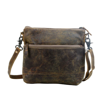 Myra Feline Hairon Leather Crossbody Bag â€“ Suede Finish, Leopard Print Front, Adjustable Strap for Everyday Chic