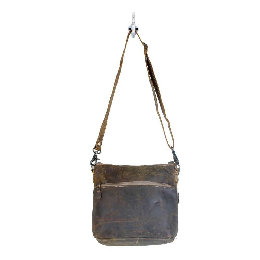 Myra Feline Hairon Leather Crossbody Bag â€“ Suede Finish, Leopard Print Front, Adjustable Strap for Everyday Chic