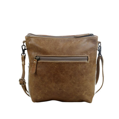 Myra Frontier Trail Embossed Leather Crossbody Bag â€“ Western Hairon Purse with Adjustable Leather Strap