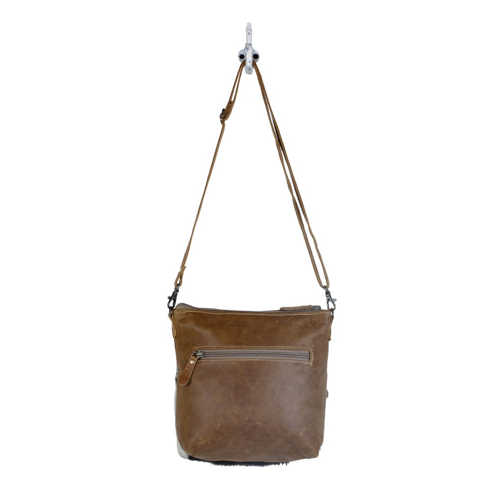 Myra Frontier Trail Embossed Leather Crossbody Bag â€“ Western Hairon Purse with Adjustable Leather Strap