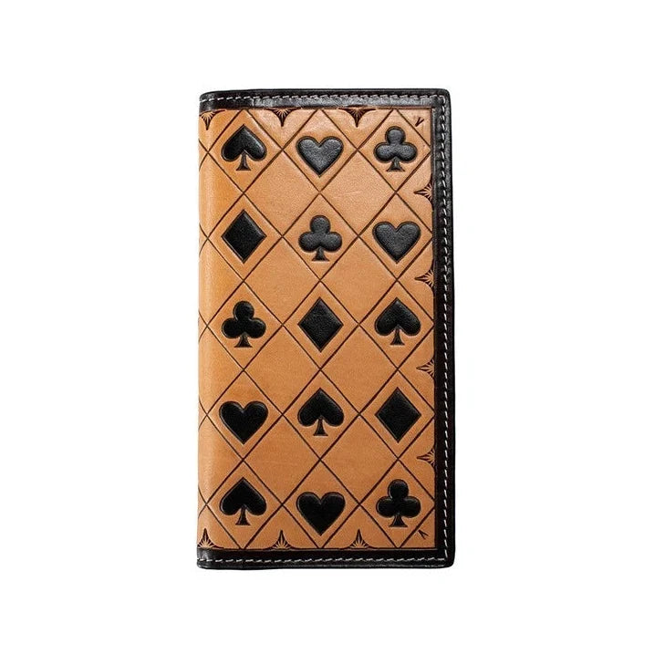 3D Checkered Card Suits - Men's Rodeo Wallet
