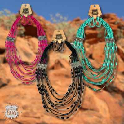 Seed bead multi-strand necklace set