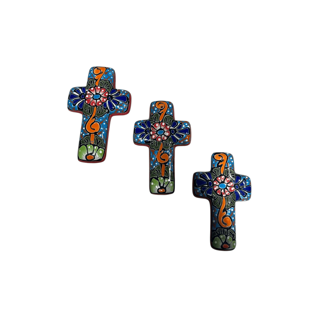 Set of 3 Talavera Crosses | Handmade Mexican Spiritual Art