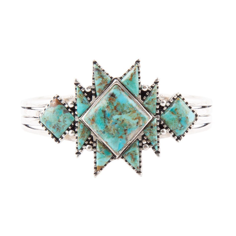 Sharp Blue Turquoise and Sterling Silver Cuff Bracelet