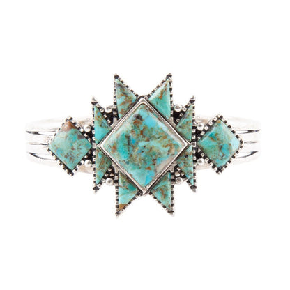 Sharp Blue Turquoise and Sterling Silver Cuff Bracelet