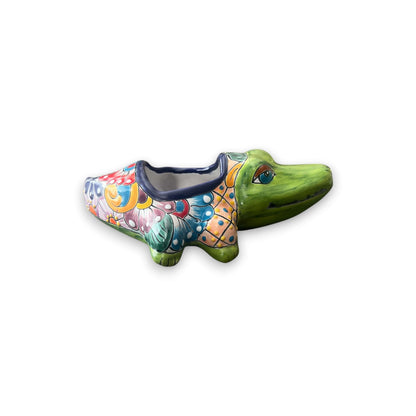 Small Talavera Alligator Planter | Handmade Mexican Ceramic Reptile