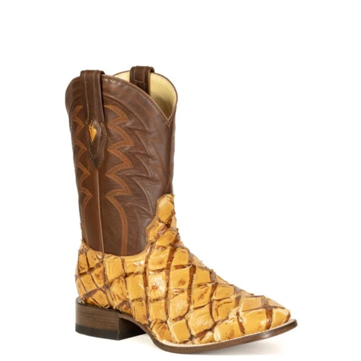 Stetson Pirarucu (Rust) - Men's Fish Skin Cowboy Boot