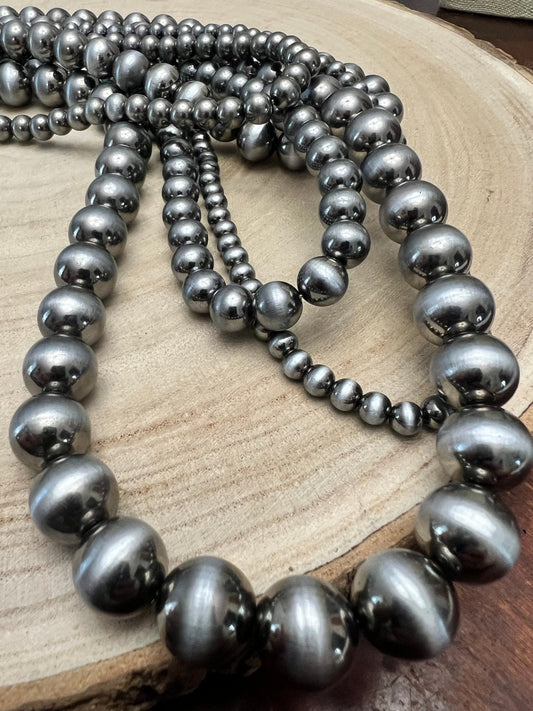 Western Statement 5-Strand Faux Sterling Pearl Necklace & Earring Set — Single-Clasp Layered