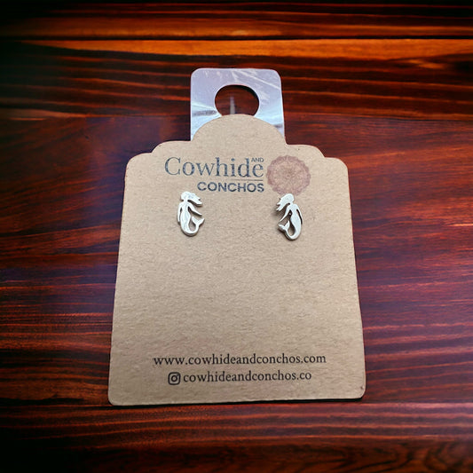 Sterling Silver Mermaid Post Earrings — Whimsical Coastal Western Charm
