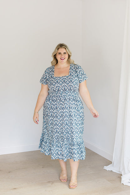 The Allison Dress in Navy Trellis - Final Sale