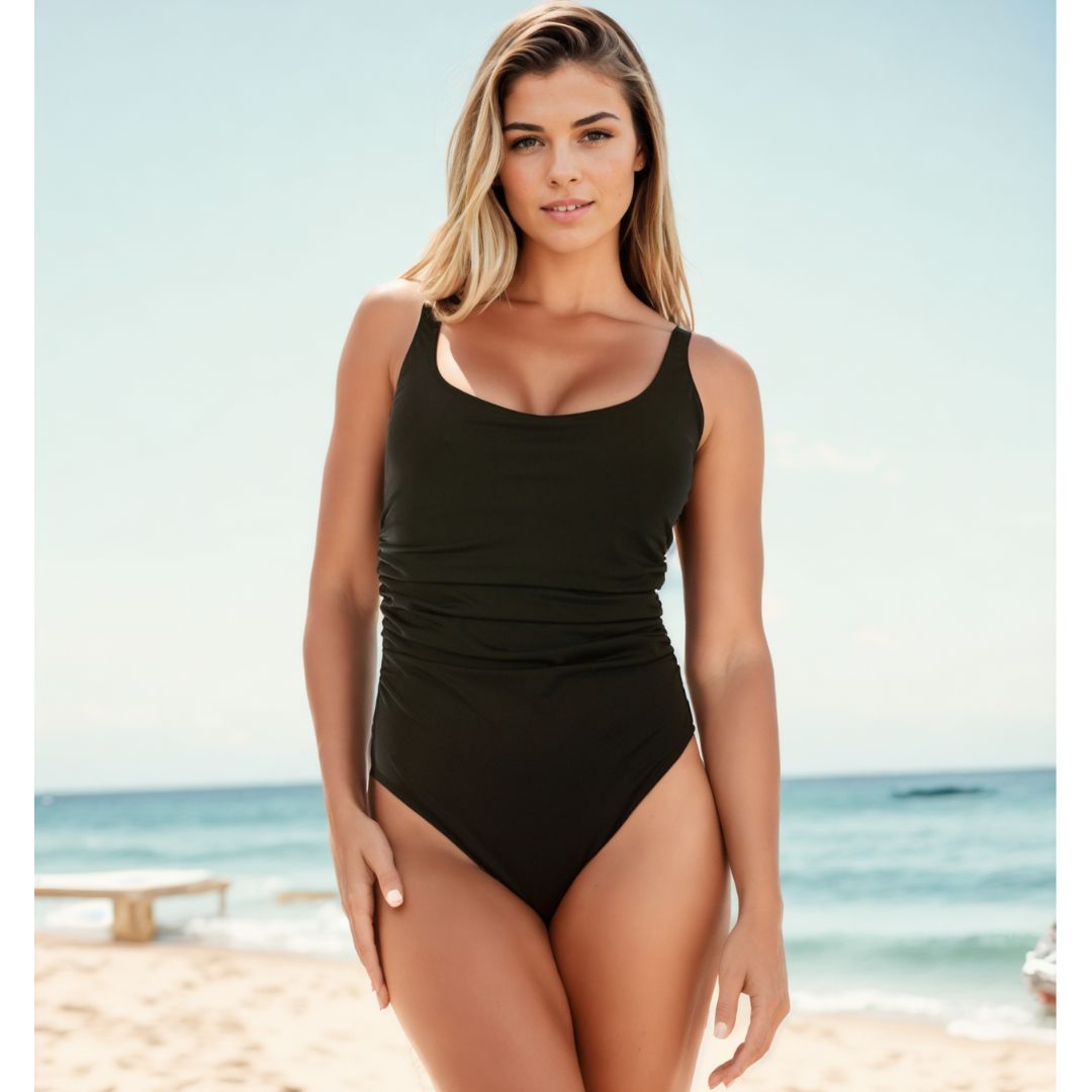 InstantFigure Swimsuit Scoop with shirred side One Piece 13592P