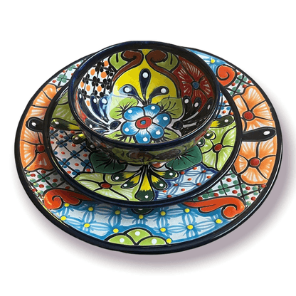 Talavera Dinnerware Set | 43-Piece Floral Tableware for 8