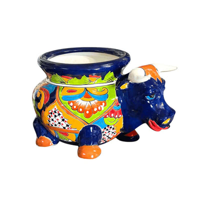 Talavera Bull Planter | Vibrant Mexican Ceramic Pottery