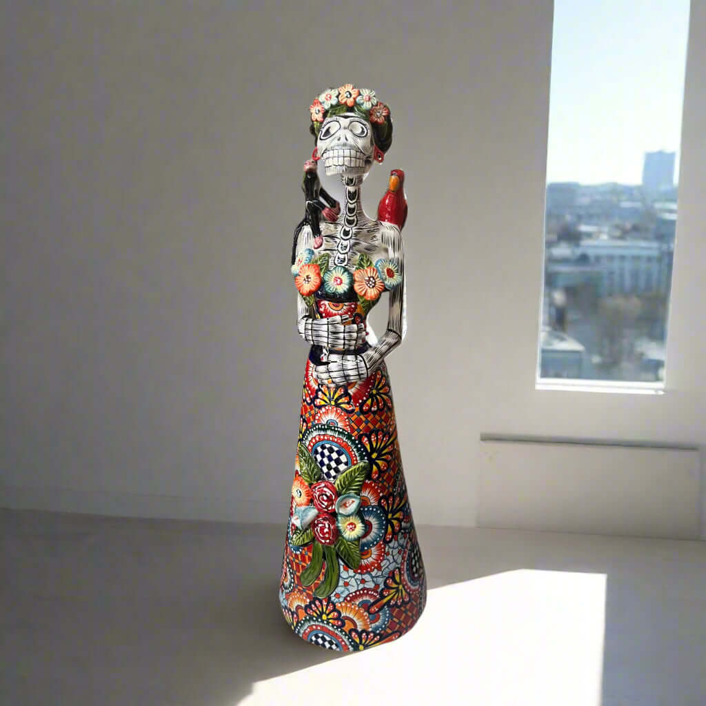 Talavera Catrina Statue | 33" Tall Day of the Dead Ceramic Figurine