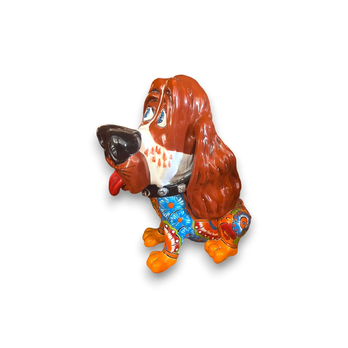 Talavera Cocker Spaniel Statue | Colorful Hand-Painted Mexican Dog Art