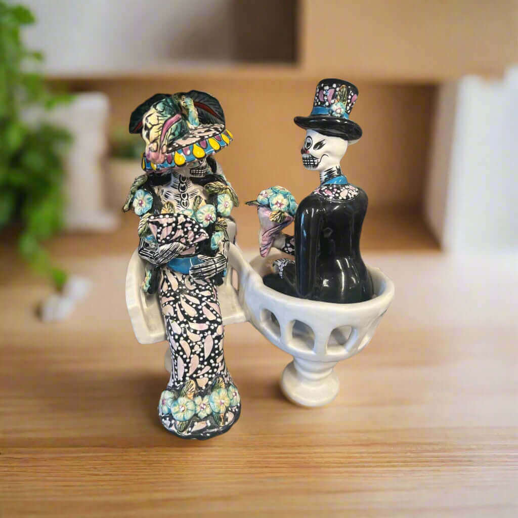 Talavera Day of the Dead Figurines | Mexican Chair Statues