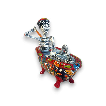 Talavera Skeleton Figurine | Day of the Dead Bathtub Statue