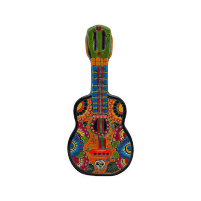 Talavera Guitar Statue | Hand-Painted Mexican Folk Art Decor