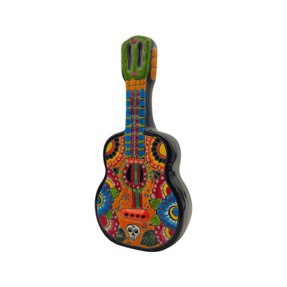 Talavera Guitar Statue | Hand-Painted Mexican Folk Art Decor