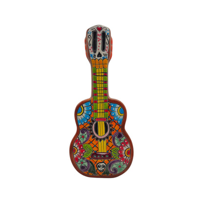 Talavera Guitar Statue | Hand-Painted Mexican Folk Art Decor