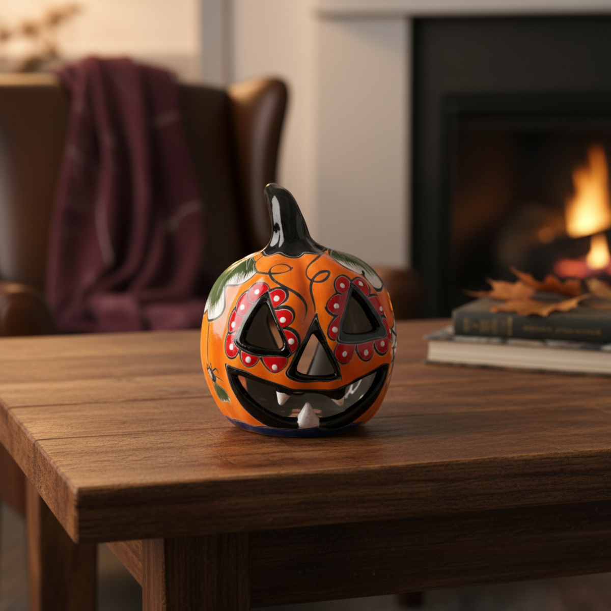 Talavera Jack-O'-Lantern | Colorful Mexican Pumpkin Decor