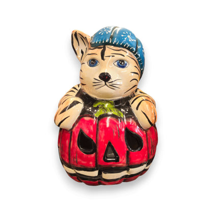 Talavera Pumpkin Animal Statue | Whimsical Fall Decor