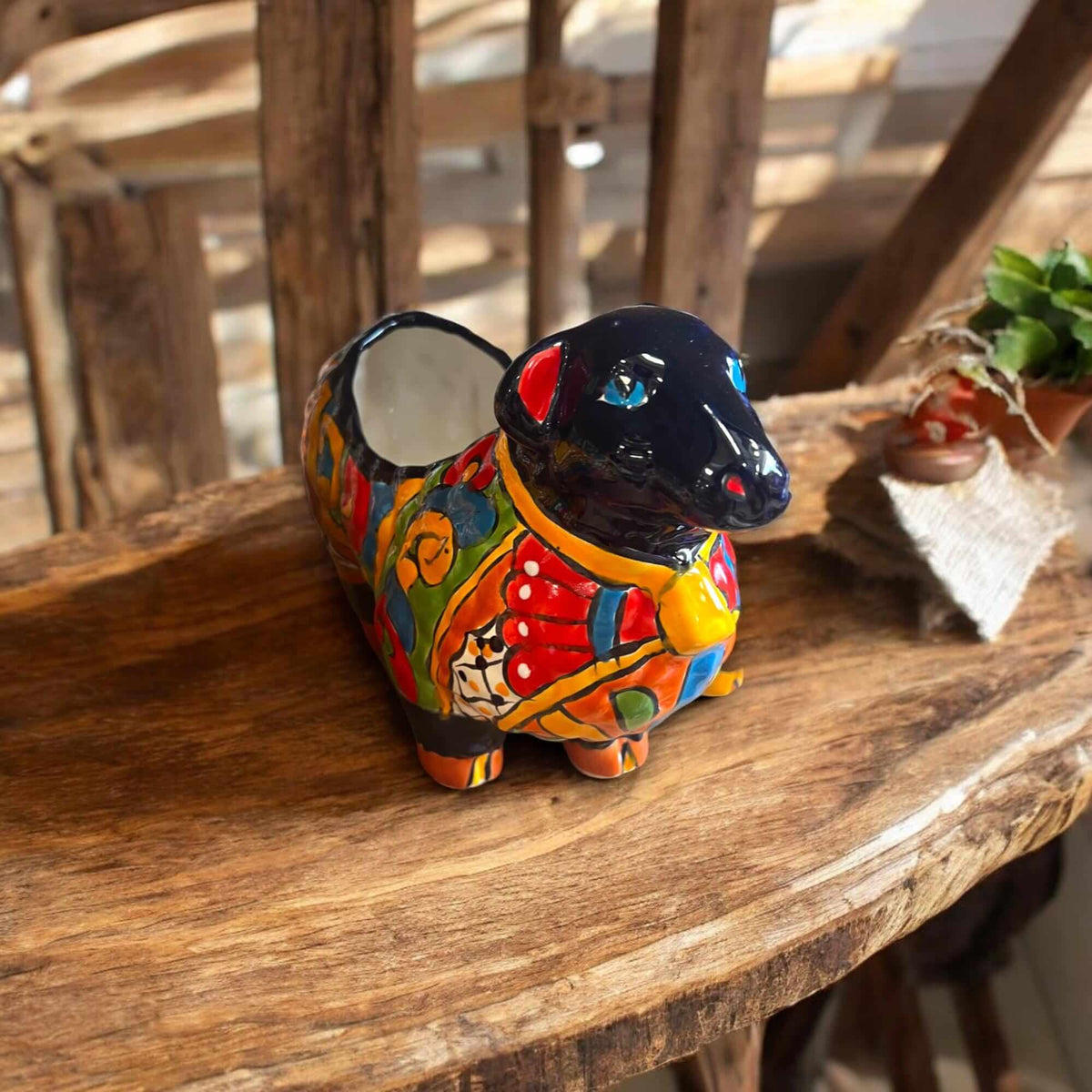 Talavera Ram Planter | Hand-Painted Mexican Ceramic Sheep Pot
