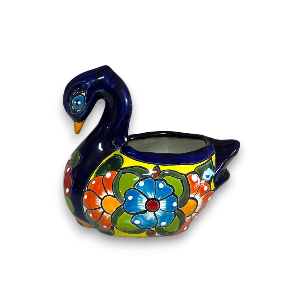Talavera Swan Planter | Colorful Hand-Painted Mexican Pottery