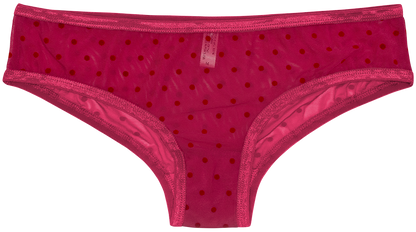 Polka Dot Mesh Bikini with Satin Trim