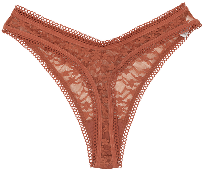 High Leg Daisy Lace Thong with Picot Trim