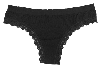 Scalloped Dot and Lace Seamless Tag Free Thong