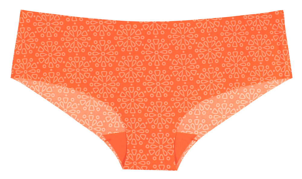 Orange Geometric Floral Laser Cut No Show Hipster