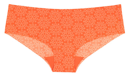 Orange Geometric Floral Laser Cut No Show Hipster