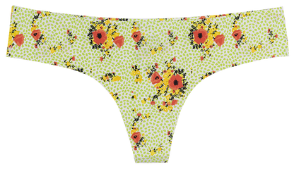 Ditsy Green Laser Cut No Show Thong