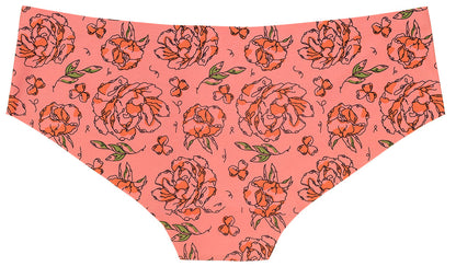Pink Sketch Floral No Show Laser Cut Hipster