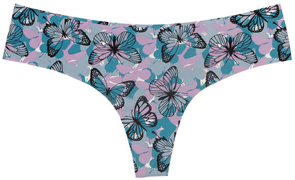 Butterfly Purple Camo No Show Laser Cut Thong