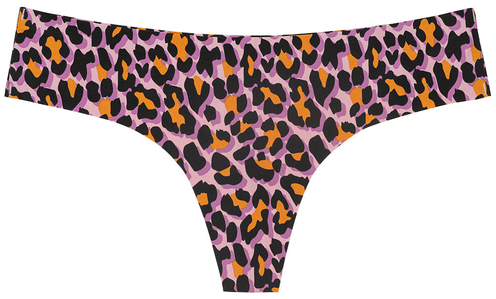 Purple Leopard No Show Laser Cut Thong