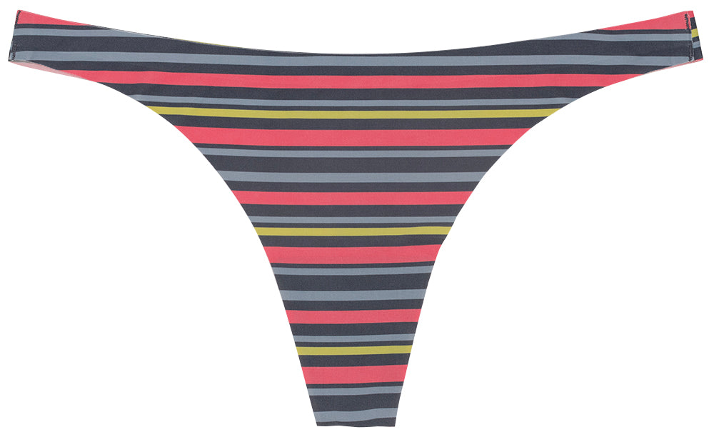 Striped No Show Laser Cut Thin Side Thong