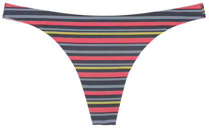 Striped No Show Laser Cut Thin Side Thong