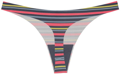 Striped No Show Laser Cut Thin Side Thong