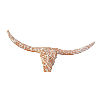 Terracotta Longhorn Wall Art | Hand-Painted Mexican Bull Skull